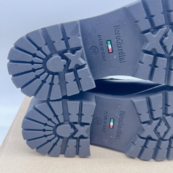 NeroGiardini Studded Leather Platform Combat Ankle Boot Booties Black EU 39 US 9 - Picture 11 of 12